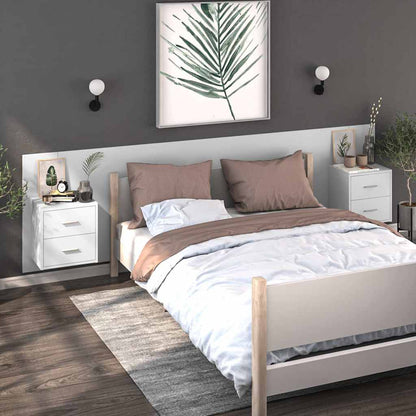 810990 vidaXL Wall-mounted Bedside Cabinets 2 pcs White