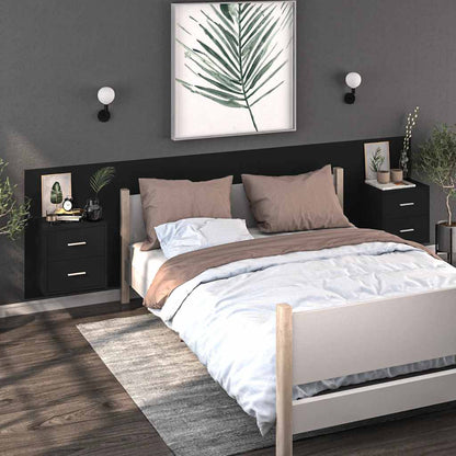vidaXL Wall-mounted Bedside Cabinet Black