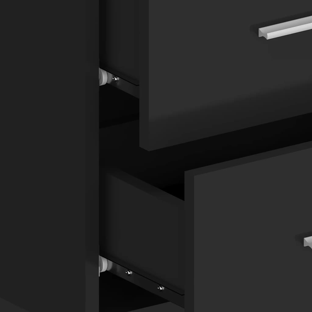 vidaXL Wall-mounted Bedside Cabinet Black
