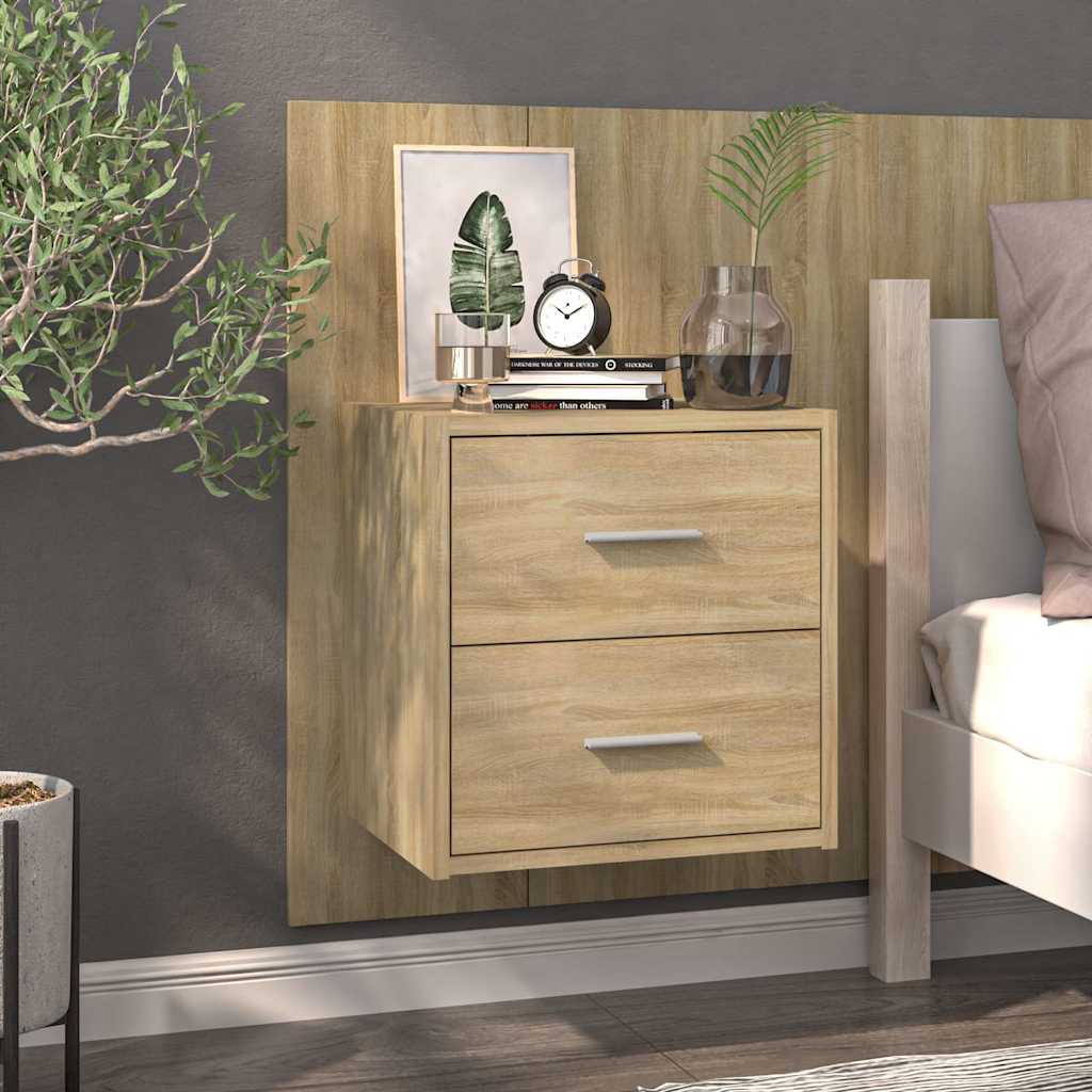 810996 vidaXL Wall-mounted Bedside Cabinets 2 pcs Sonoma Oak