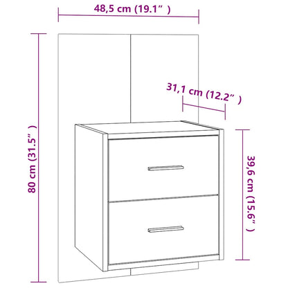 810996 vidaXL Wall-mounted Bedside Cabinets 2 pcs Sonoma Oak