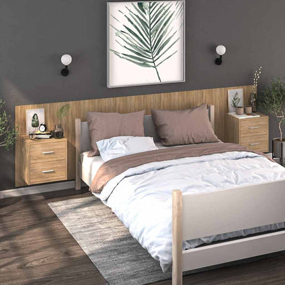 810996 vidaXL Wall-mounted Bedside Cabinets 2 pcs Sonoma Oak