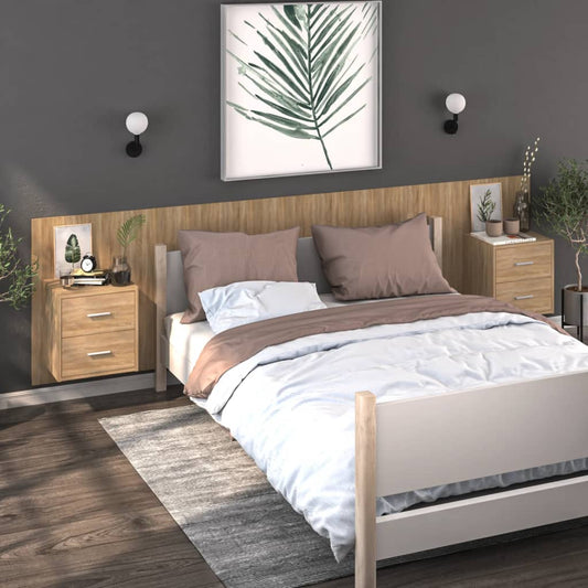 vidaXL Wall-mounted Bedside Cabinets 2 pcs Sonoma Oak