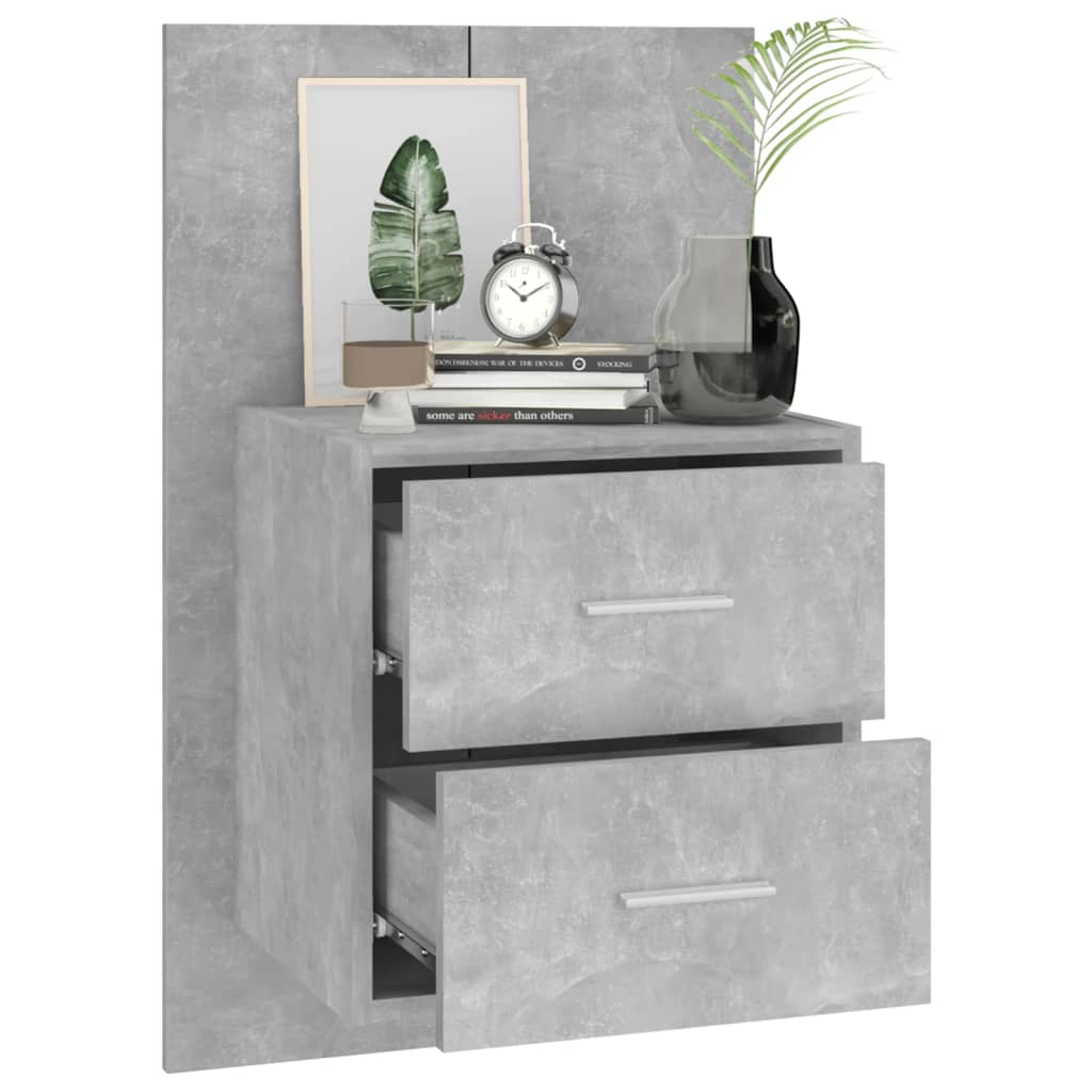 810997 vidaXL Wall-mounted Bedside Cabinet Concrete Grey