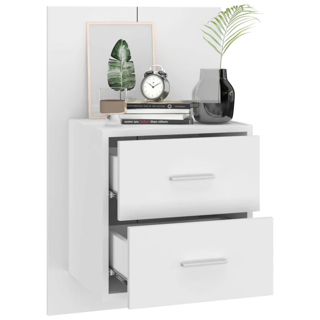 811001 vidaXL Wall-mounted Bedside Cabinet High Gloss White
