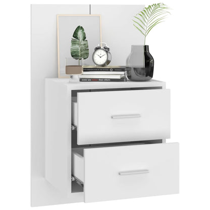 811001 vidaXL Wall-mounted Bedside Cabinet High Gloss White