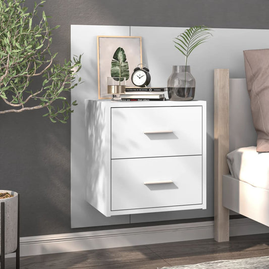 vidaXL Wall-mounted Bedside Cabinet High Gloss White
