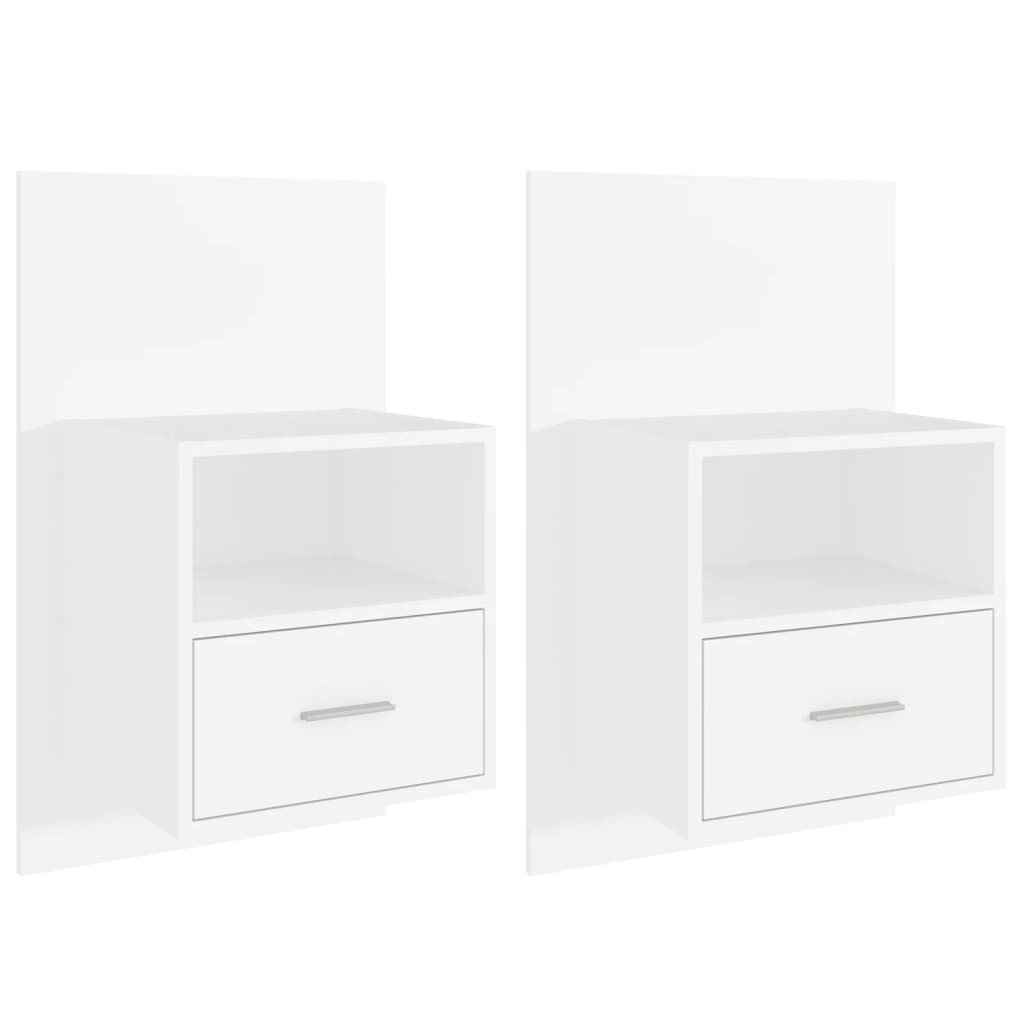 811008 vidaXL Wall-mounted Bedside Cabinets 2 pcs White