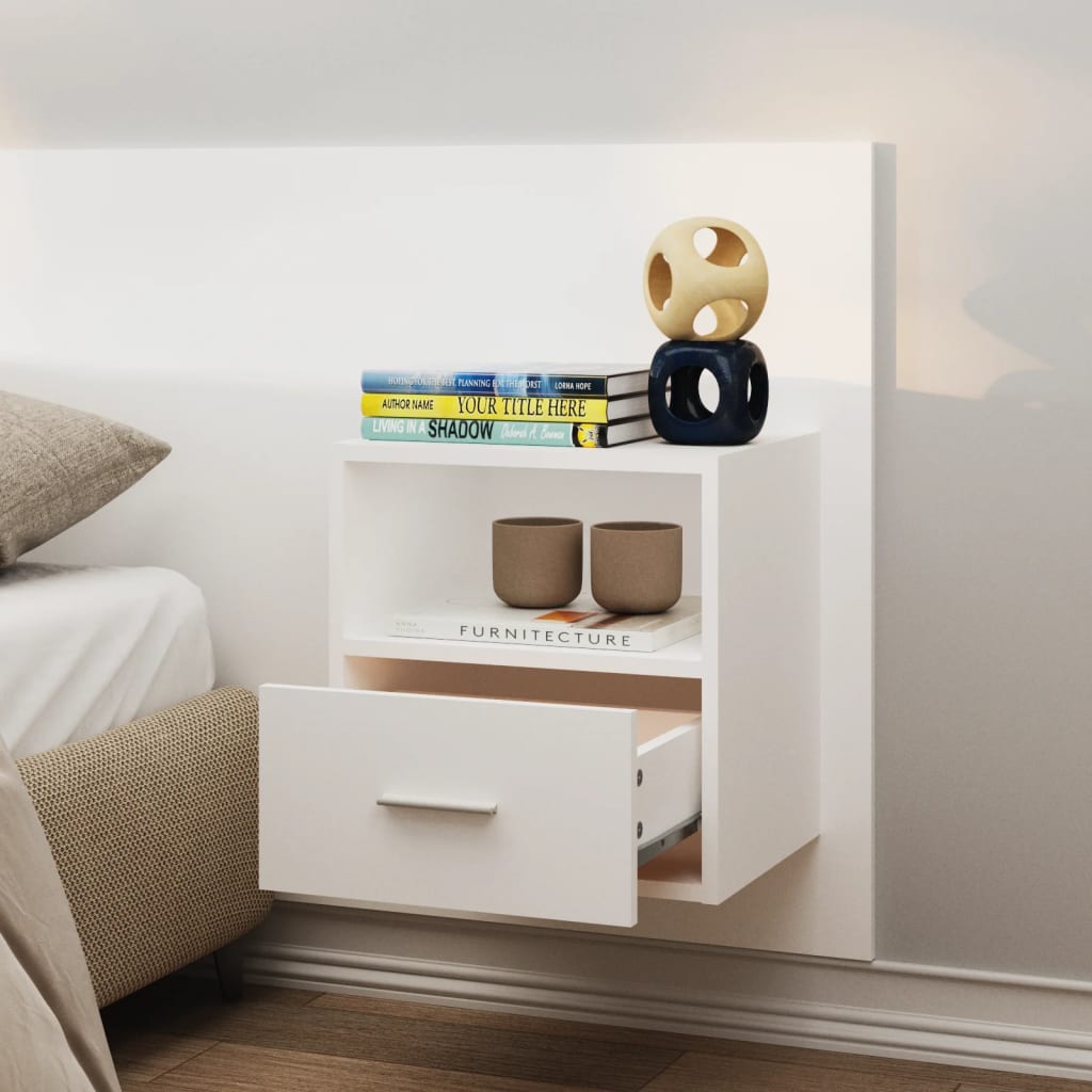 811008 vidaXL Wall-mounted Bedside Cabinets 2 pcs White