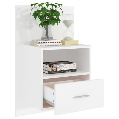 811008 vidaXL Wall-mounted Bedside Cabinets 2 pcs White