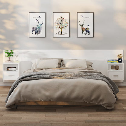 811008 vidaXL Wall-mounted Bedside Cabinets 2 pcs White