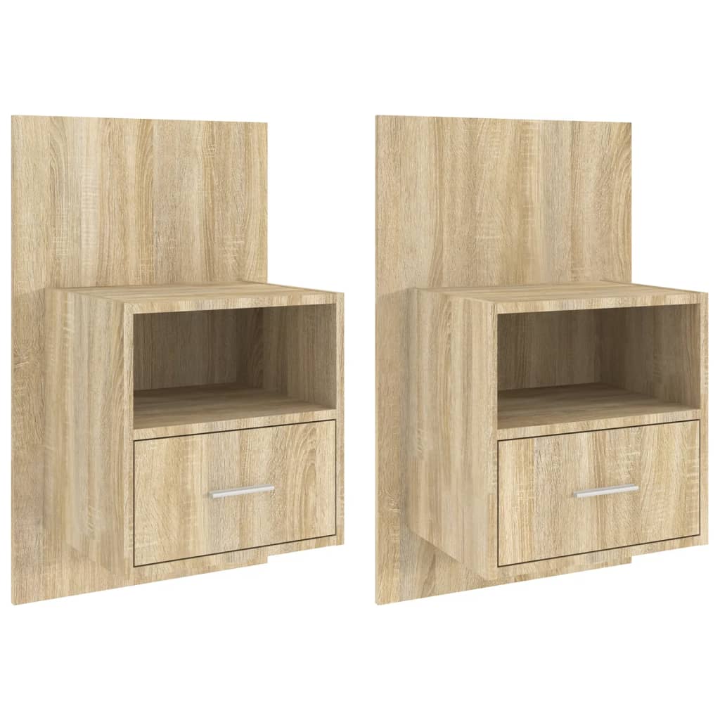 811014 vidaXL Wall-mounted Bedside Cabinets 2 pcs Sonoma Oak