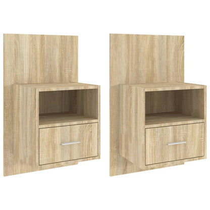 811014 vidaXL Wall-mounted Bedside Cabinets 2 pcs Sonoma Oak