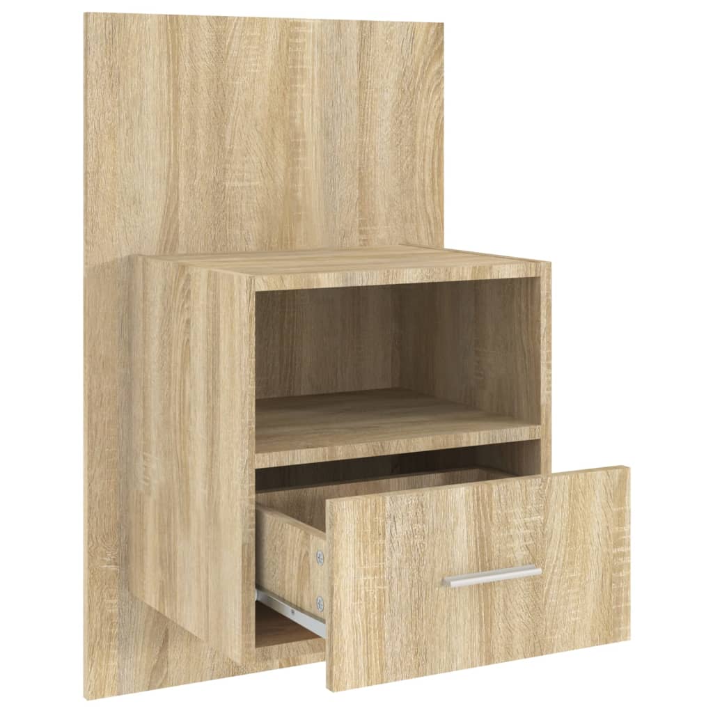 811014 vidaXL Wall-mounted Bedside Cabinets 2 pcs Sonoma Oak
