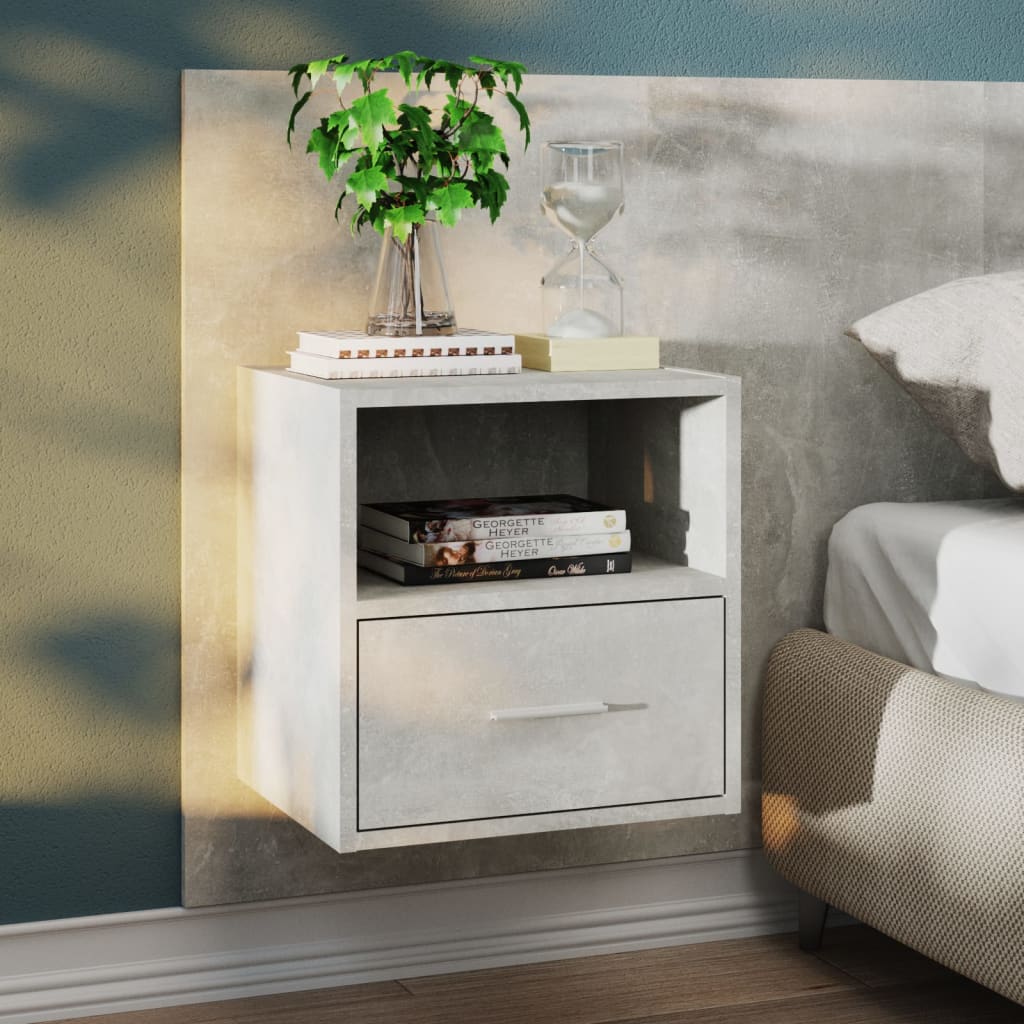 811015 vidaXL Wall-mounted Bedside Cabinet Concrete Grey