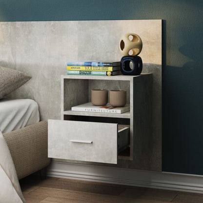 811016 vidaXL Wall-mounted Bedside Cabinets 2 pcs Concrete Grey