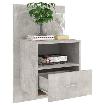 811016 vidaXL Wall-mounted Bedside Cabinets 2 pcs Concrete Grey