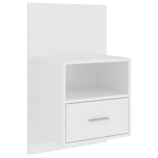 vidaXL Wall-mounted Bedside Cabinet High Gloss White
