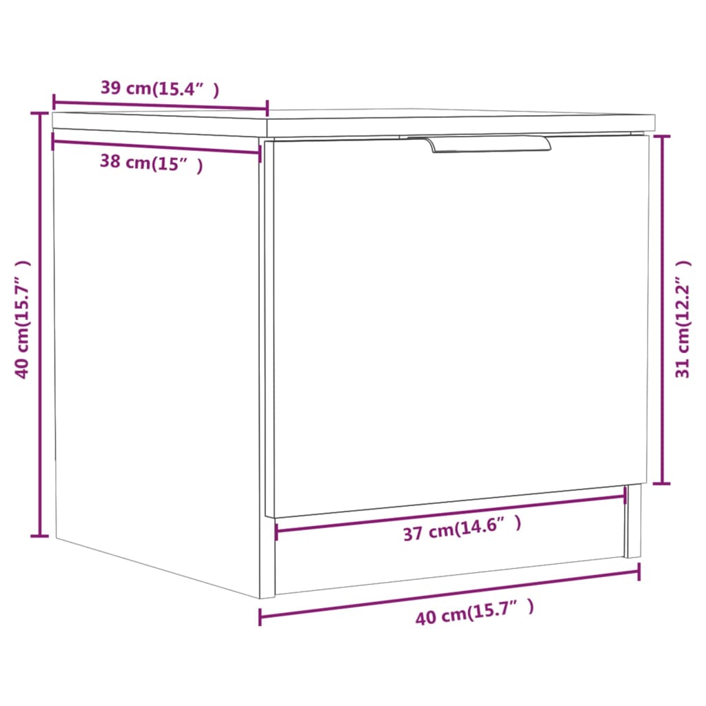 vidaXL Bedside Cabinets 2 pcs Sonoma Oak 40x39x40 cm