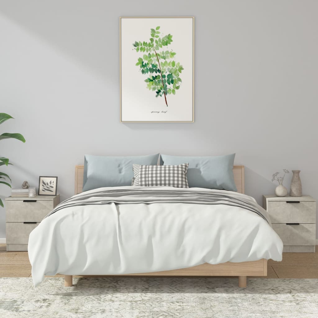 vidaXL Bedside Cabinets 2 pcs Concrete Grey Engineered Wood