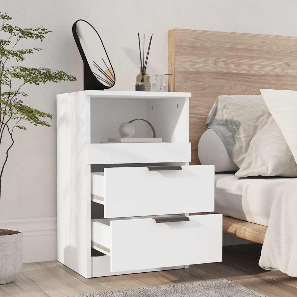 vidaXL Bedside Cabinets 2 pcs White Engineered Wood