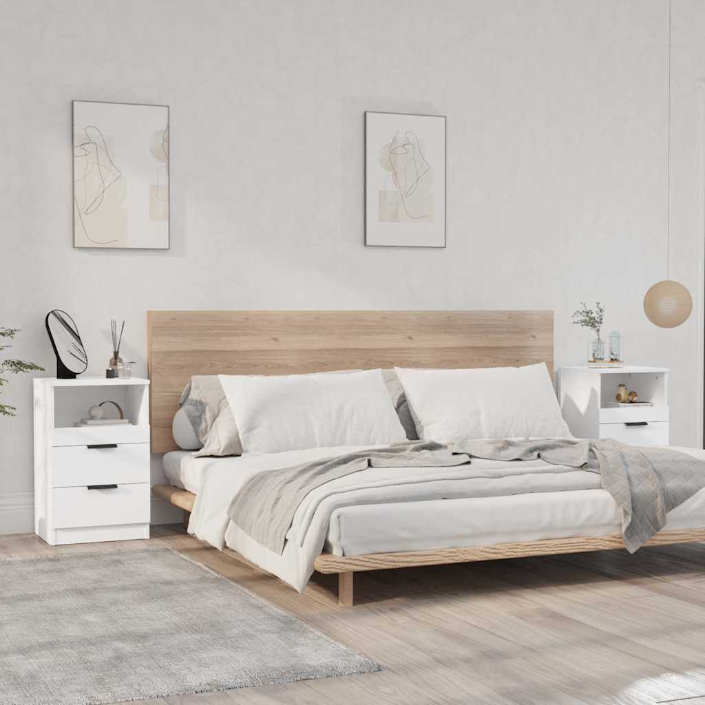 vidaXL Bedside Cabinets 2 pcs White Engineered Wood