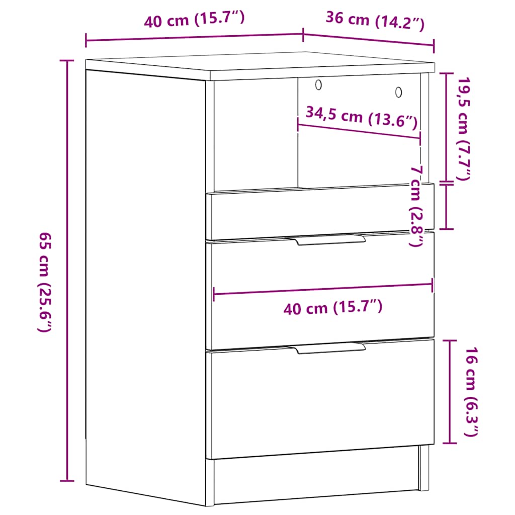 vidaXL Bedside Cabinet Concrete Grey Engineered Wood
