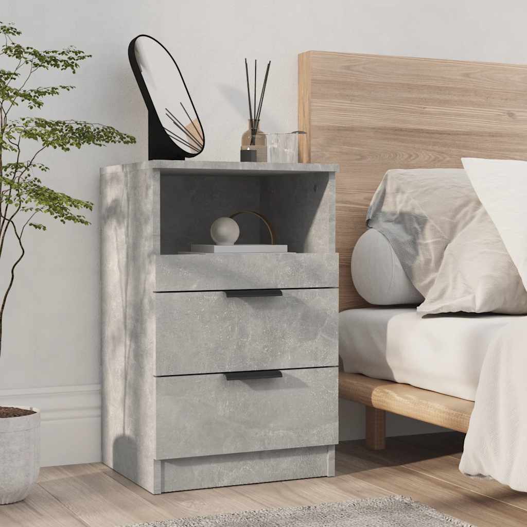 vidaXL Bedside Cabinets 2 pcs Concrete Grey Engineered Wood