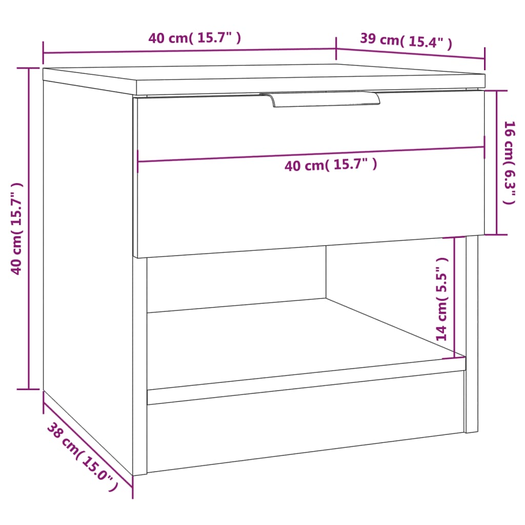 vidaXL Bedside Cabinets 2 pcs White Engineered Wood