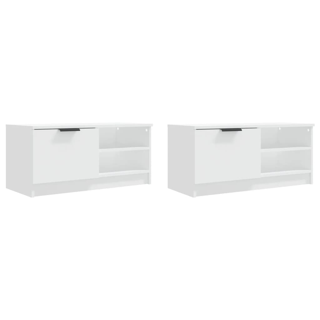 vidaXL 2 Piece TV Cabinet Set White 80x35x36,5 cm Engineered Wood