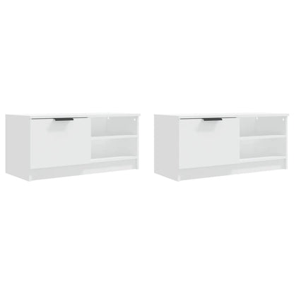 vidaXL 2 Piece TV Cabinet Set White 80x35x36,5 cm Engineered Wood