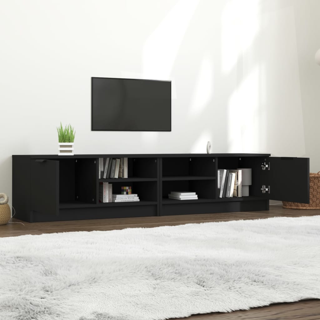 vidaXL TV Cabinet | Set of 2 | Black | Engineered wood | Compact | TV Cabinet