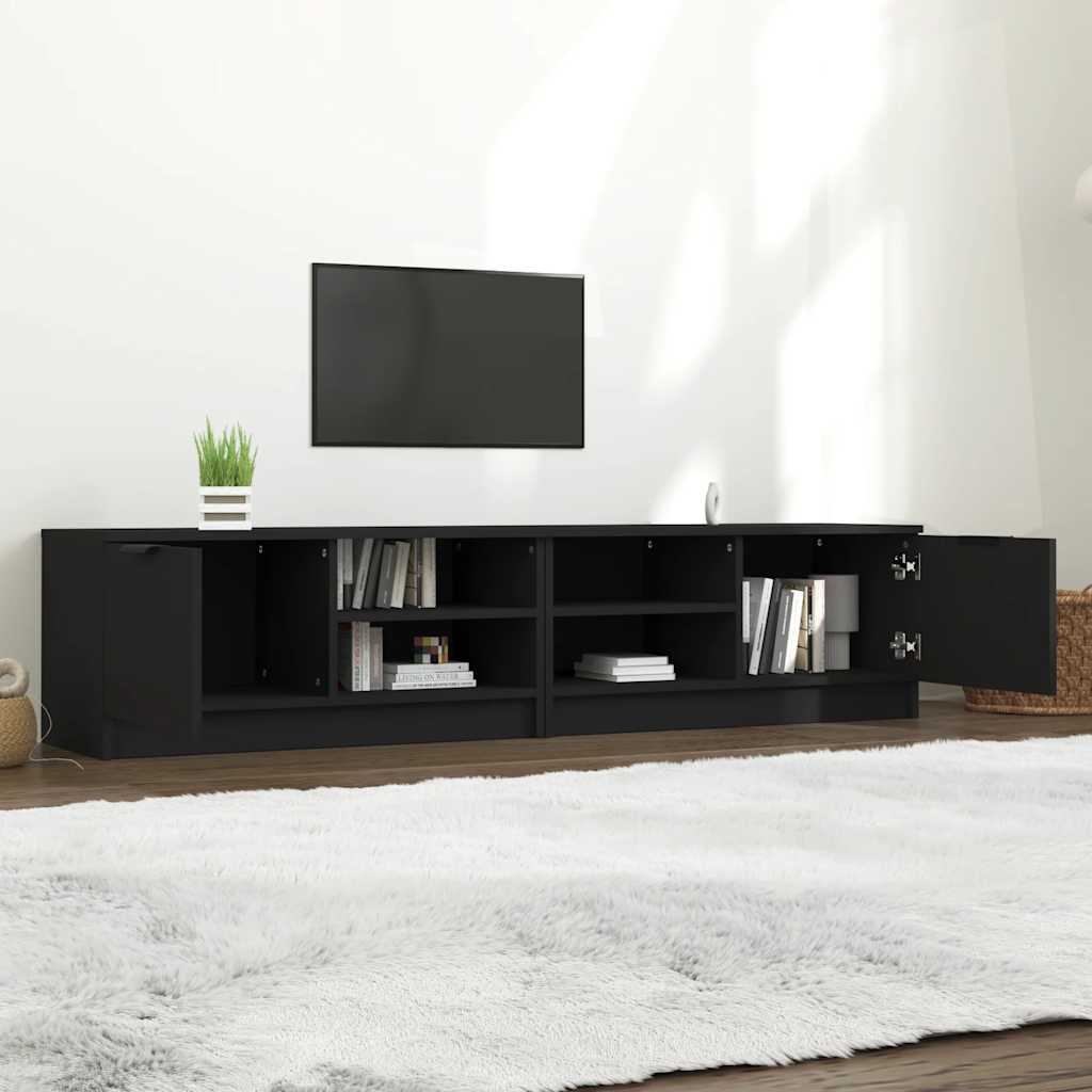 vidaXL 2 Piece TV Cabinet Set Black 80x35x36,5 cm Engineered Wood