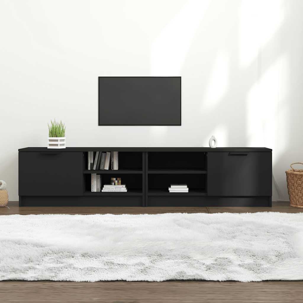 vidaXL TV Cabinet | Set of 2 | Black | Engineered wood | Compact | TV Cabinet