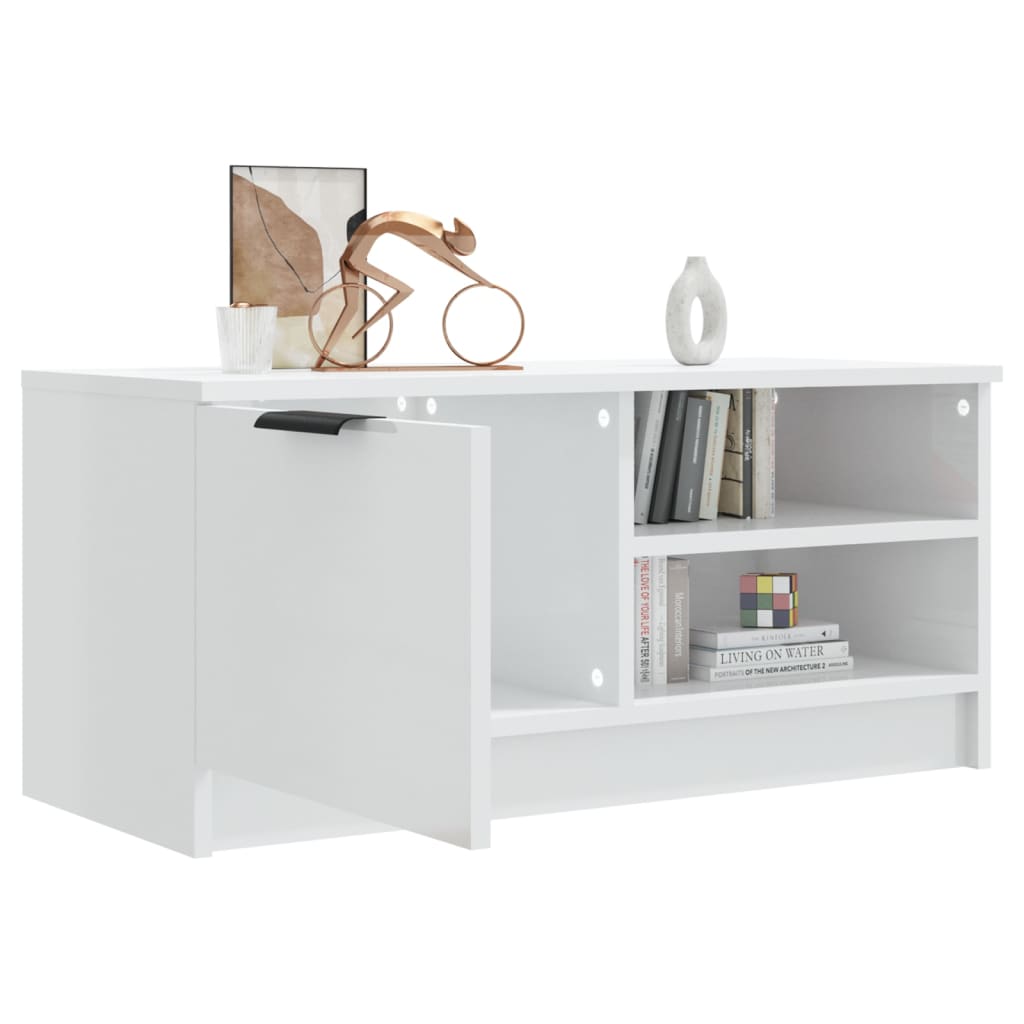 vidaXL TV Cabinet High Gloss White 80x35x36,5 cm Engineered Wood