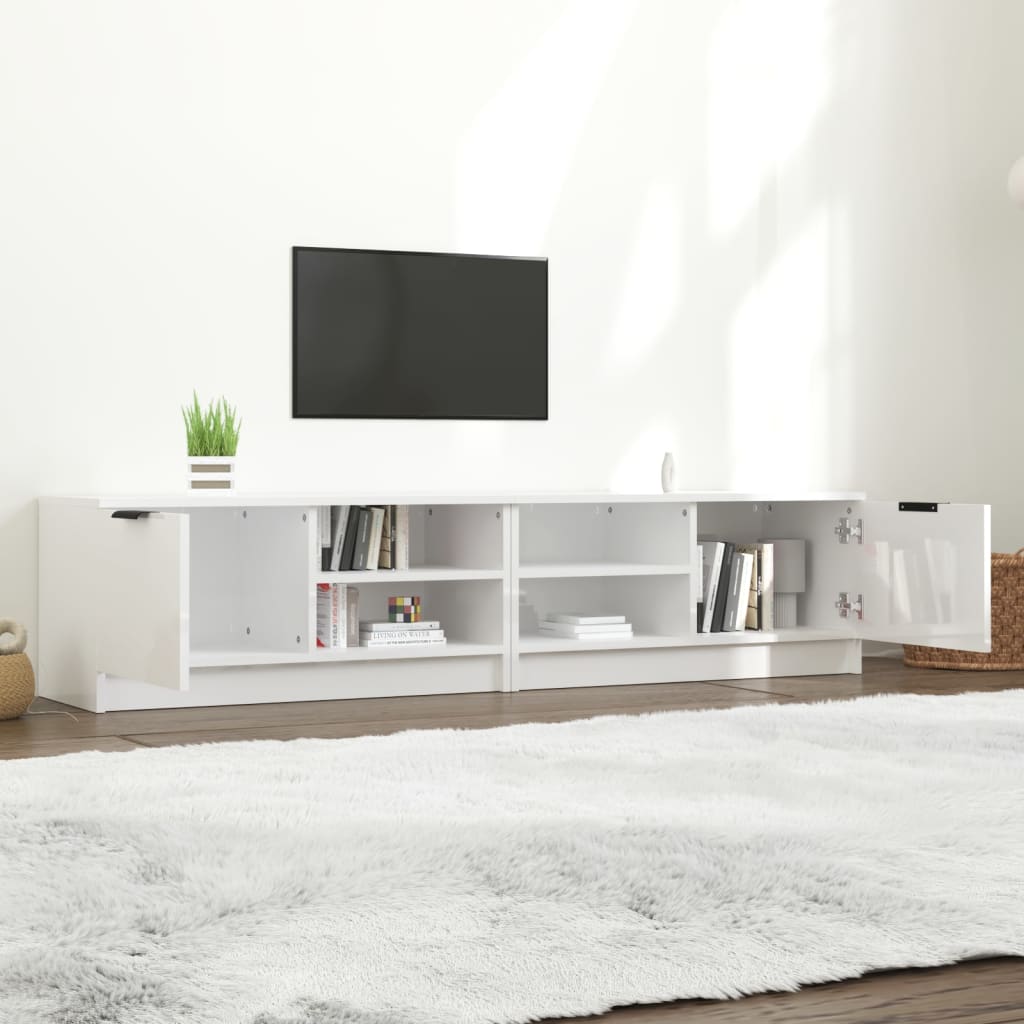 vidaXL 2 Piece TV Cabinet Set High Gloss White 80x35x36,5cm Engineered Wood