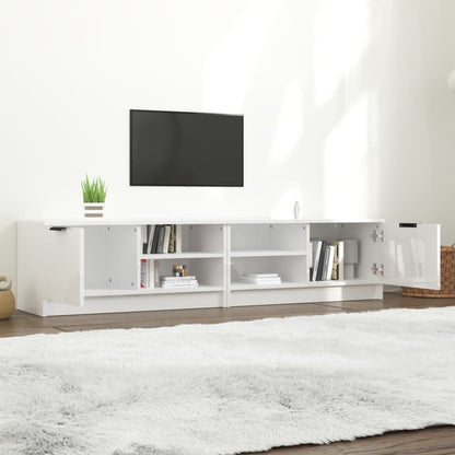 vidaXL 2 Piece TV Cabinet Set High Gloss White 80x35x36,5cm Engineered Wood