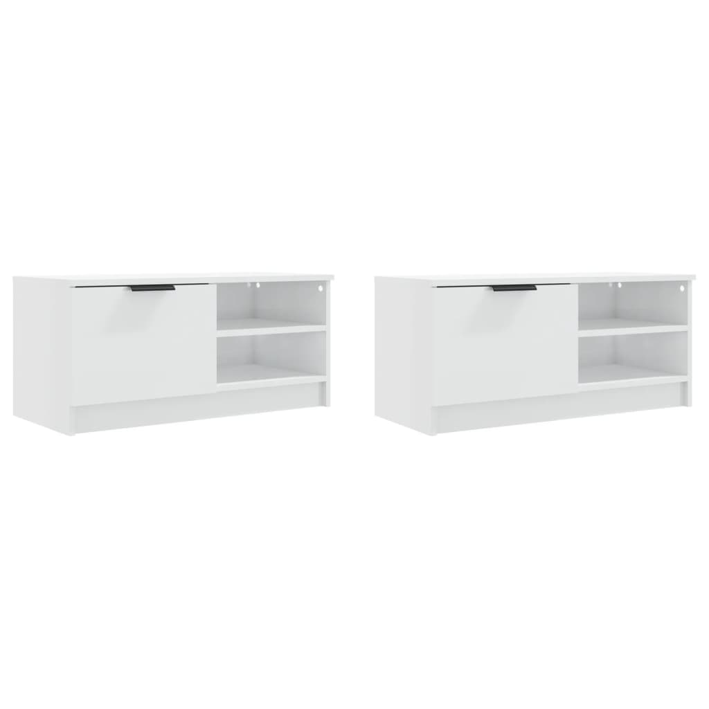 vidaXL 2 Piece TV Cabinet Set High Gloss White 80x35x36,5cm Engineered Wood