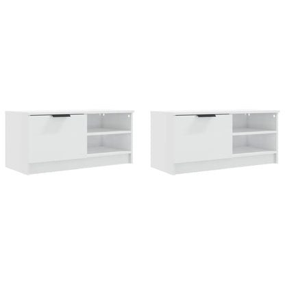 vidaXL 2 Piece TV Cabinet Set High Gloss White 80x35x36,5cm Engineered Wood