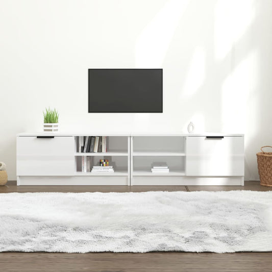 vidaXL 2 Piece TV Cabinet Set High Gloss White 80x35x36,5cm Engineered Wood