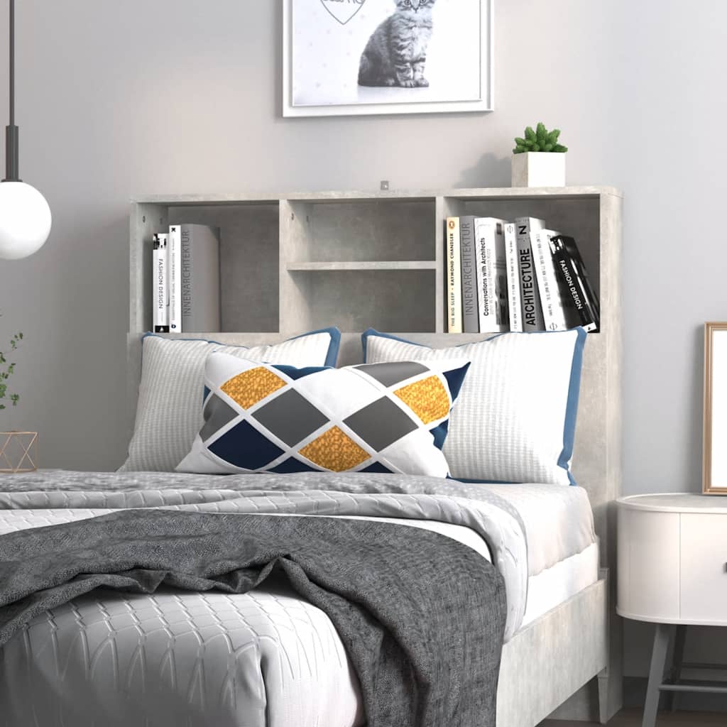 vidaXL Headboard Cabinet Concrete Grey 100x19x103.5 cm