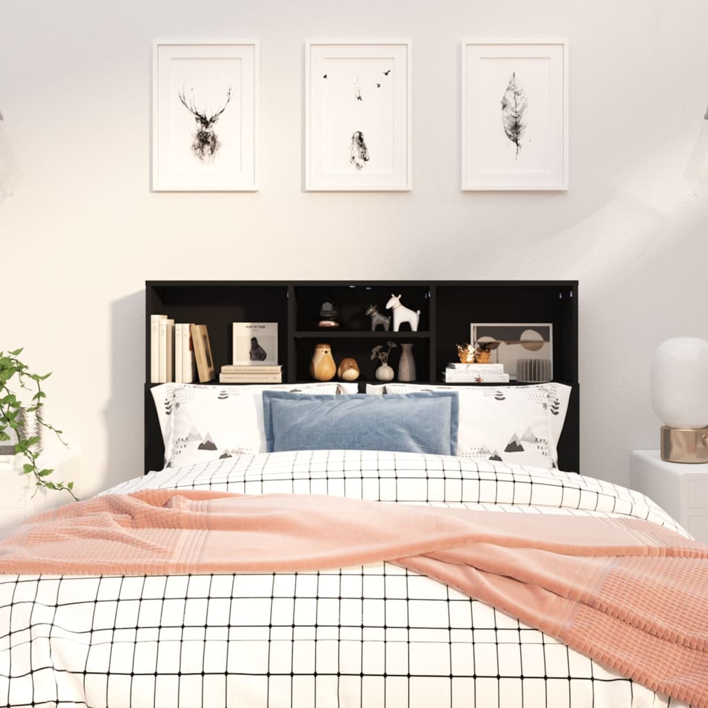 vidaXL Headboard Cabinet Black 120x19x103.5 cm