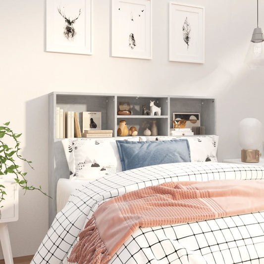 811857 vidaXL Headboard Cabinet Concrete Grey 120x19x103,5 cm