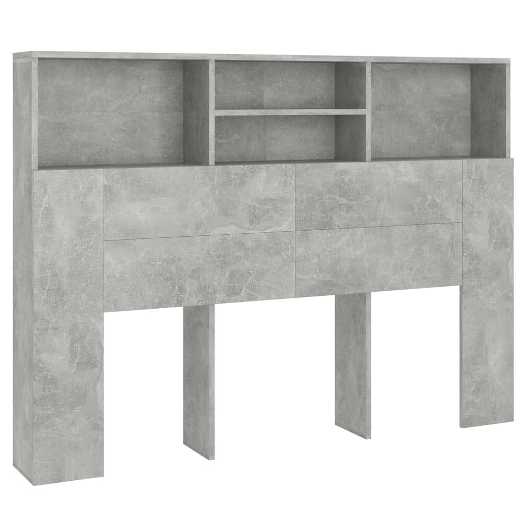 vidaXL Headboard Cabinet Concrete Grey 140x19x103.5 cm