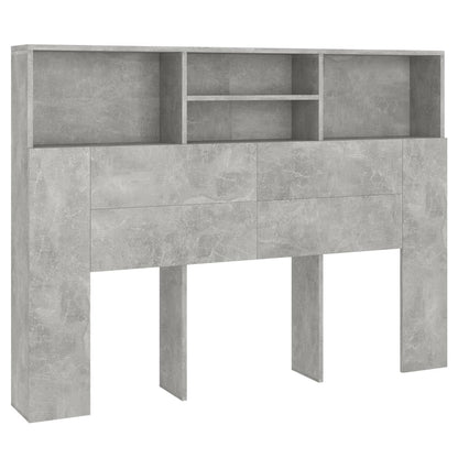 vidaXL Headboard Cabinet Concrete Grey 140x19x103.5 cm