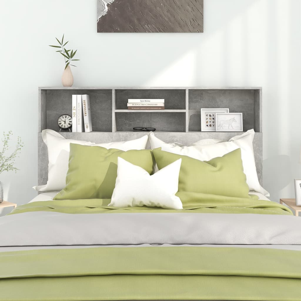 vidaXL Headboard Cabinet Concrete Grey 140x19x103.5 cm