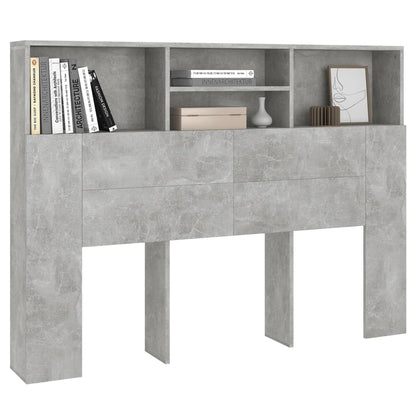 vidaXL Headboard Cabinet Concrete Grey 140x19x103.5 cm