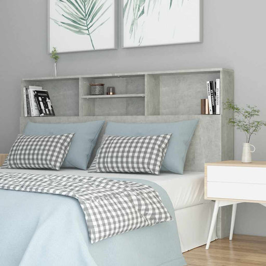811875 vidaXL Headboard Cabinet Concrete Grey 160x19x103,5 cm
