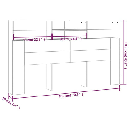vidaXL Headboard Cabinet Black 180x19x103.5 cm