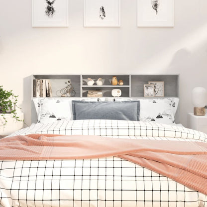 vidaXL Headboard Cabinet Concrete Grey 180x19x103.5 cm